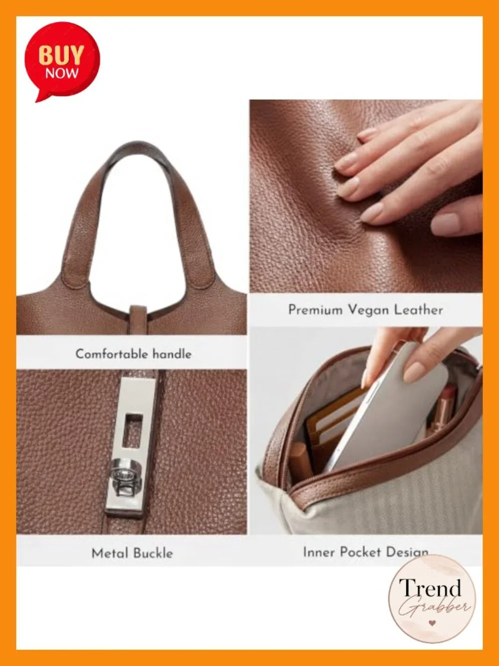 Vegan Leather Lock Bucket Purse Satchel Tote Bag Top Handle